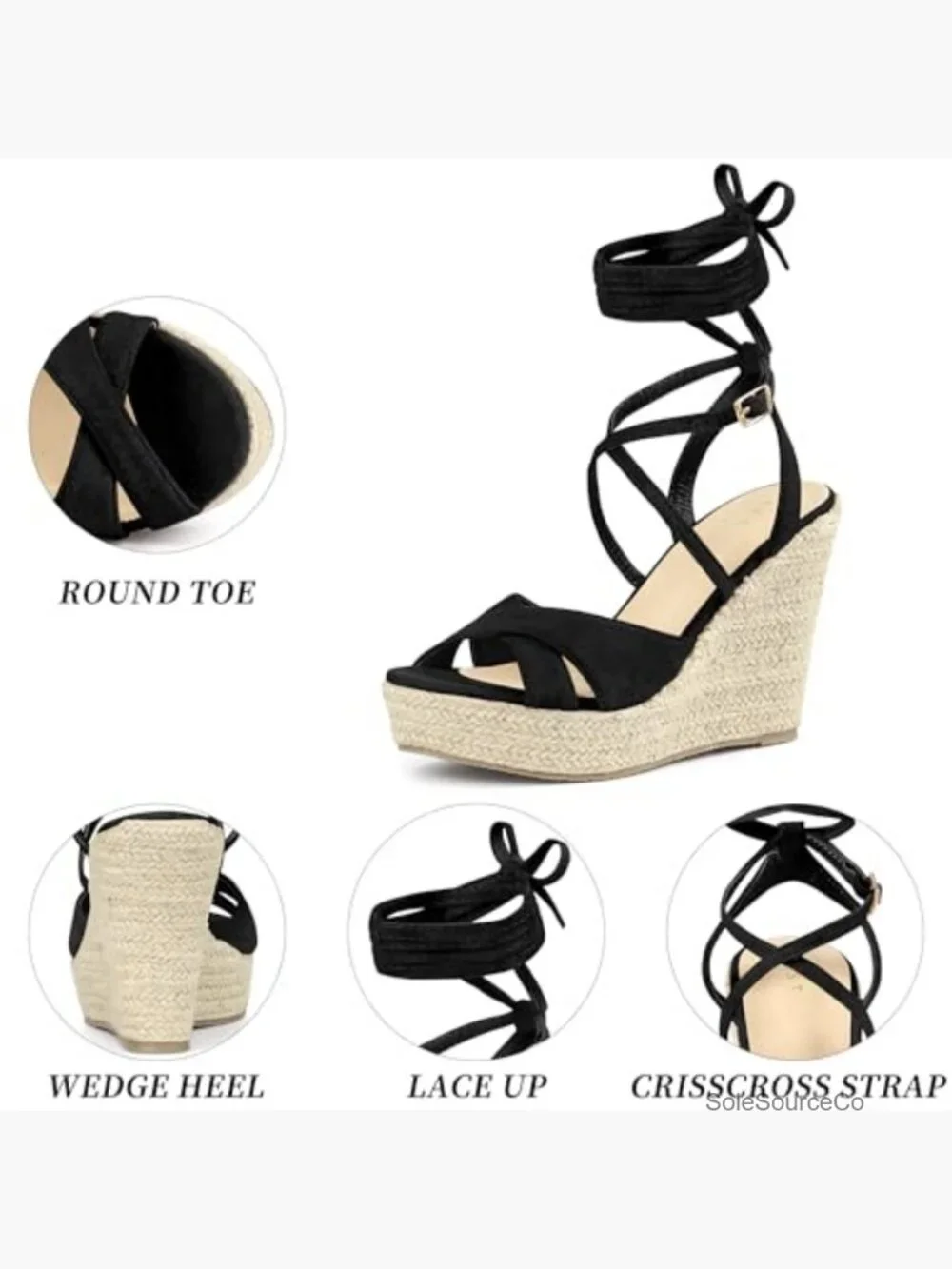 Espadrille Lace Up Platform Wedge Sandals Strappy